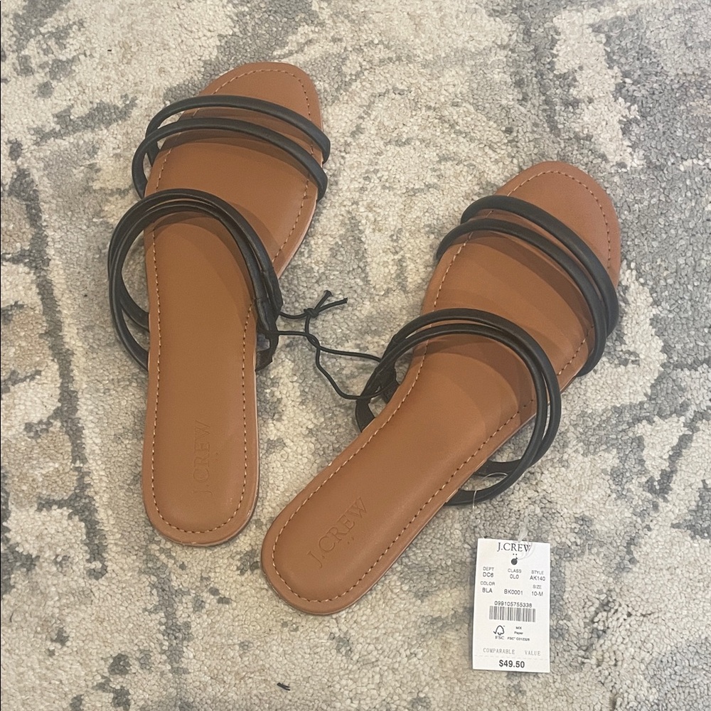 J. Crew Brown and Black Strappy Sandals